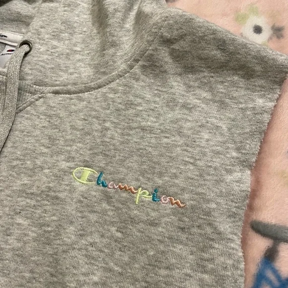 Champion Gray Sleeveless Hoodie with Pastel Trim - Picture 3 of 5